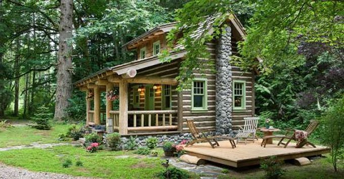 Romantic Log Cabin In The Forest