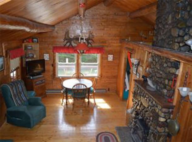 Lakeside log cabin interior