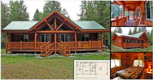 Splendid Log Home Wrap Around Deck for $30,000 with Must See Interior and Plan