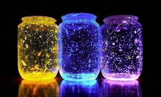 DIY Glow Stick Galaxy Glow In The Dark Jars