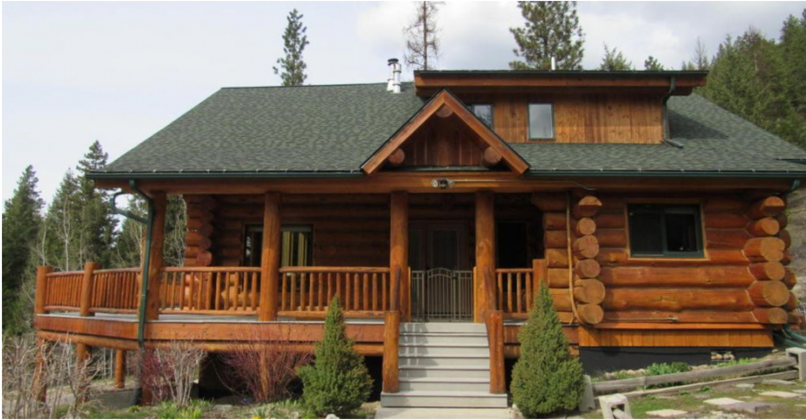 Breathtaking Montana Log Cabin With Twisted Porch For Sale!