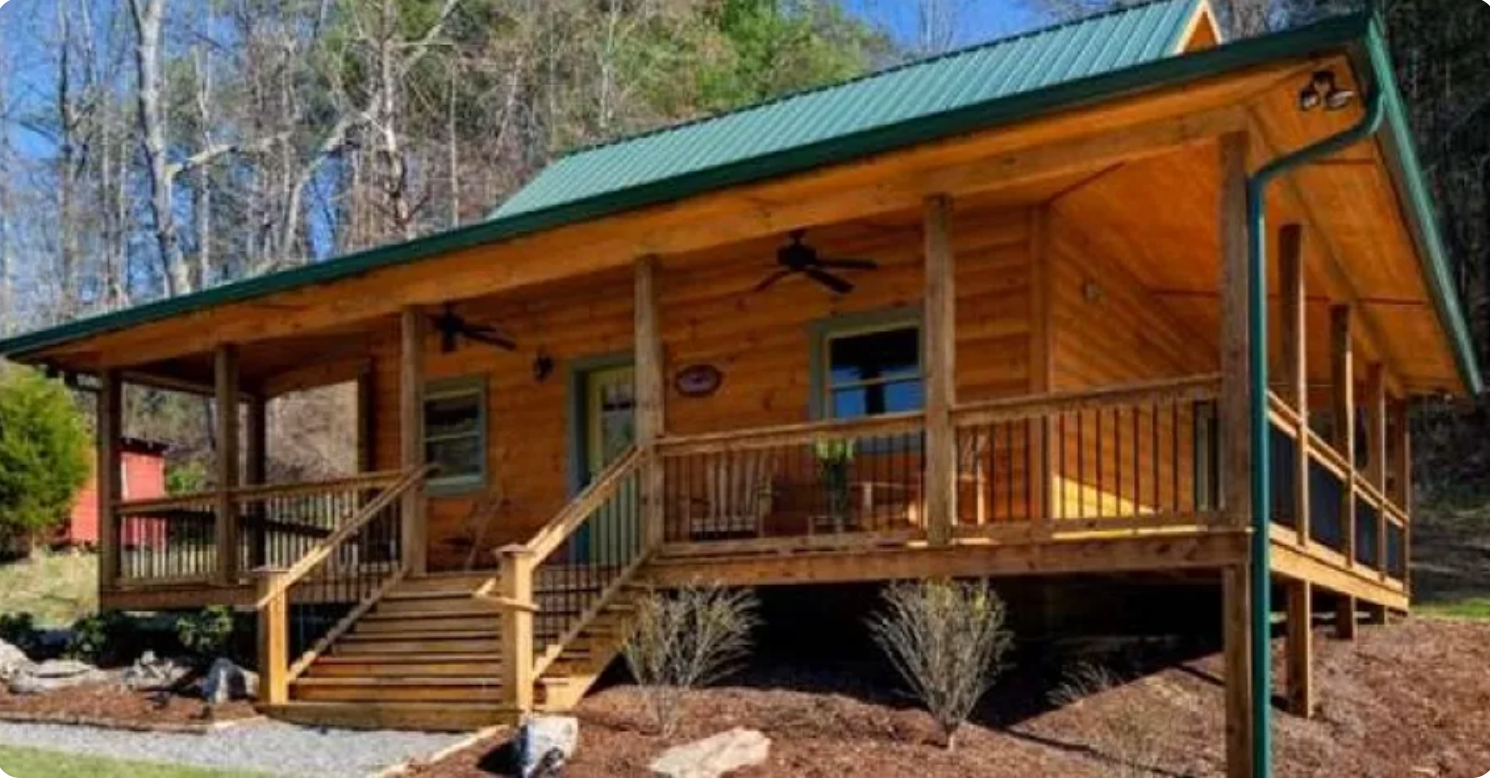 Nice Log Home With Wraparound Porch